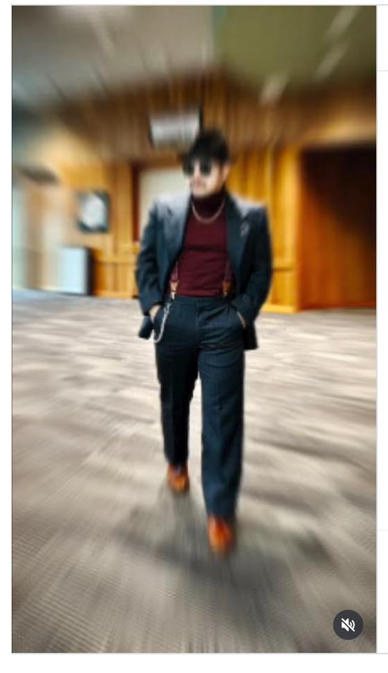 Kuni's trousers after tailoring — fitting perfectly