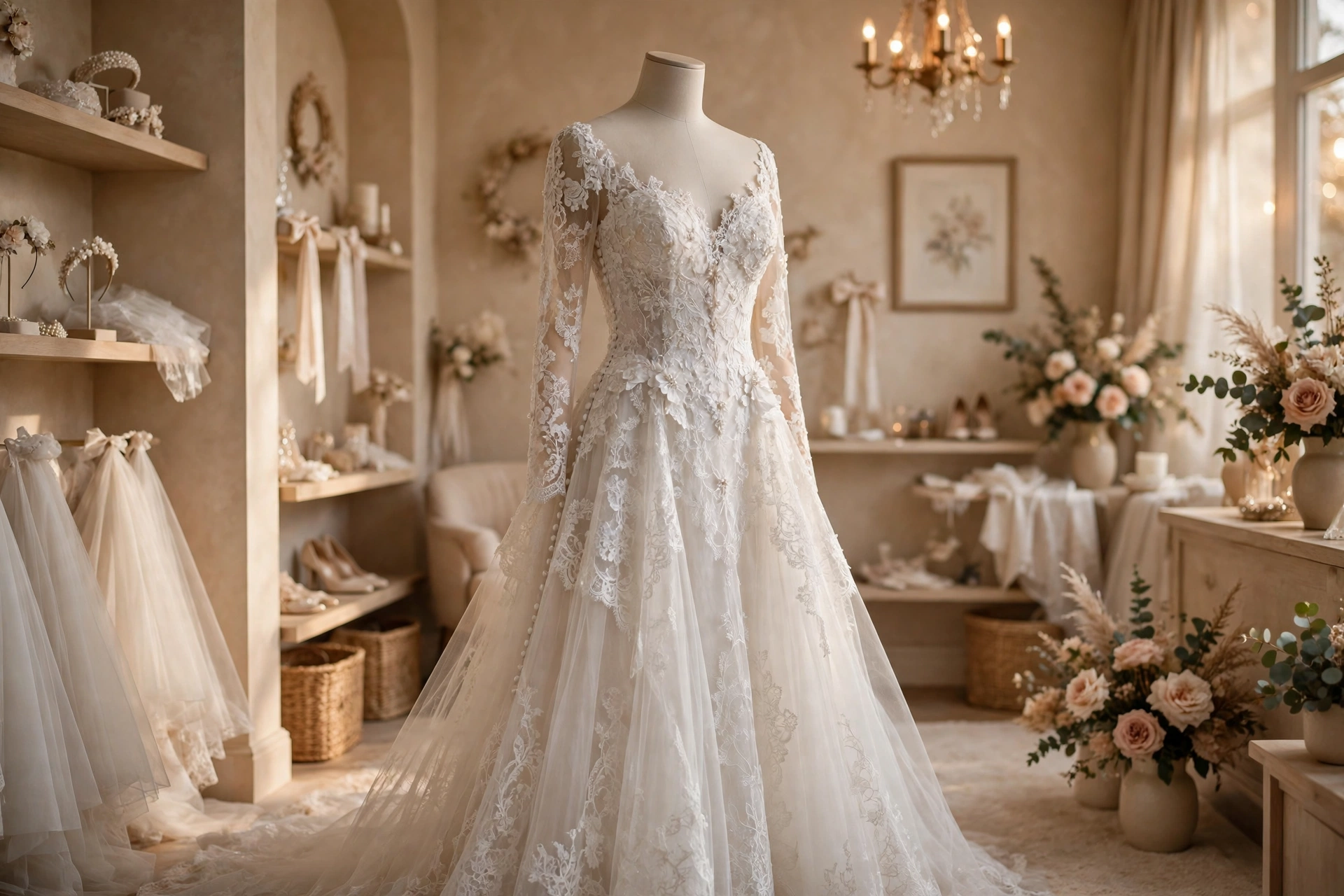 Elegant lace bridal gown